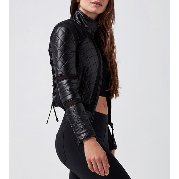 Blanc Noir Leather & Mesh Moto Jacket - Picture 7 of 13